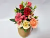 Ghiveci din ceramică cu flori artificiale multicolore, 20 cm