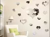 Decoraţiune perete oglindă Inimi, Folina, oglindă acrilică, set 16 piese