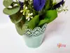 Flori artificiale mov în vas metalic bleu, Folina, 30 cm înălţime