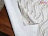 Faţă de masă impermeabilă, albă cu model elegant bej, 140 cm lăţime
