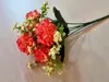 Creangă cu 5  flori artificiale garofiţe roşii, 30 cm înălţime
