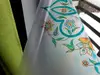 Folie geam autoadezivă Olivia, Folina, sablare cu model floral turcoaz, rolă de 100x150 cm
