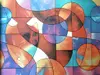 Folie geam autoadezivă, Folina Barcelona, sablare tip vitraliu colorat, 90 cm