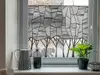 Folie geam autoadezivă, sablare tip bordură decorativă cu model pădure minimalistă, rolă de 45x200 cm, racletă de aplicare inclusă