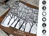 Folie geam autoadezivă, sablare tip bordură decorativă cu model pădure minimalistă, rolă de 45x200 cm, racletă de aplicare inclusă
