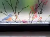 Folie geam autoadezivă Veneciano, Folina, sablare cu model crengi înflorite şi păsări, 100 cm lăţime
