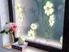 Folie geam autoadezivă, Folina, sablare cu model floral galben, 90 cm