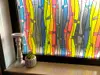 Folie geam autoadezivă, Folina Zita, sablare tip vitraliu colorat, rolă de 90x300 cm, racletă pentru aplicare inclusă