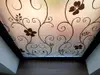 Folie geam autoadezivă, Folina Doris, sablare cu imprimeu floral negru, lățime 90 cm