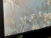 Folie geam autoadezivă Muguri, Folina, imprimeu floral, bleu, rola de 90x100 cm