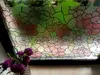 Folie geam electrostatică Lisboa Summer, d-c-fix, sablare tip vitraliu floral multicolor, rolă de 90 x 150 cm