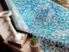 Folie geam autoadezivă Galla, Folina, model elegant albastru, 100 cm lăţime
