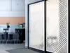 Folie sablare uşă din sticlă, Folina, model geometric cu romburi și linii albe, rolă de 100x210 cm, cu racletă aplicare şi cutter incluse