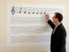 Folie tablă şcolară cu liniatură portativ, whiteboard autocolant, 130 cm
