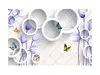 Fototapet 3D cu cercuri, flori şi fluturi, pe suport vlies, 368x254cm