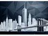 Fototapet peisaj urban, Manhattan Facets, design grafic în nuanțe de gri, vlies, 400x260 cm