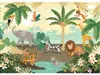 Fototapet cameră copii, Komar Baby Safari, cu animale din junglă, 350x250 cm