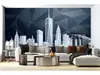 Fototapet peisaj urban, Manhattan Facets, design grafic în nuanțe de gri, vlies, 400x260 cm