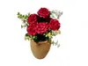 Ghiveci din ceramică cu flori artificiale, garofiţe roşii