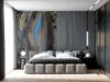 Fototapet imitaţie decorativă albastră Greg, decor perete living, dormitor, 184x254 cm