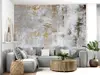 Fototapet abstract imitaţie decorativă gri, Gilded Harmony, decor perete living şi dormitor, 368x254 cm