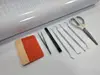 Kit realizare și aplicare stickere DIY – folie transfer 60x500 cm + racletă, cutter, foarfece, pensetă, 4 instrumente decolantare