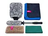 Kit spălare și curățare auto, set 5 accesorii din microfibră pentru caroserie, jante și interior