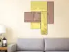 Oglindă decorativă Imani, Folina, decoraţiune perete din oglindă acrilică bronz şi aurie, model geometric