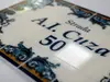 Placuță cu număr și adresă casă, model azulejos Lisabona, printare UV și text personalizat, 15x22 cm, bandă dublu adezivă inclusă