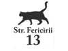 Plăcuţă adresă 3D Pisică, Folina, cu scris în relief, negru, 30 x 35 cm