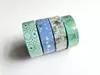 Set 4 role washi tape, benzi adezive decorative, modele turcoaz
