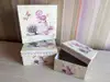 Set 3 cutii decorative pătrate Pink Blossom