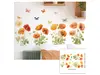 Set stickere Flori de maci şi fluturi coloraţi, decor pentru perete, mobilă, geam