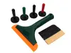 Set profesional aplicare folie auto – 4 magneți fixare, racletă magnetică cu pâslă și racletă cu lamă din silicon pentru folie geam