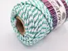 Şnur decorativ Glitter, fibre răsucite din bumbac alb şi fibre metalizate turcoaz