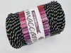 Şnur decorativ Glitter, fibre răsucite din bumbac negru şi fibre metalizate multicolor