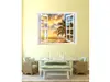 Sticker 3D Fereastră către plajă exotică, Folina, peisaj- 85x58 cm