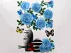 Sticker 3D Vază cu trandafiri albaştri, 35 cm