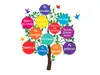 Sticker Copacul cu regulile clasei, Folina, multicolor, 145 cm înălţime, planșă mare de 120x145 cm, racletă de aplicare inclusă