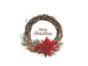 Sticker Crăciun, coroniţă din nuiele cu mesaj Merry Christmas, 38 cm diametru, se lipeste pe usa, geam, perete