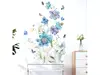 Stickere flori şi fluturi, decor albastru pentru perete şi mobilă