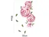 Sticker Decor flori roz, bujori şi frunze, 80x50 cm