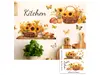 Stickere bucătărie, decor cu floarea soarelui în stil rustic, 2 planşe de 60x30cm