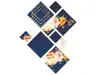 Sticker perete decor floral albastru – set 10 pătrate cu motive geometrice și florale