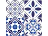 Set 6 Stickere faianţă Bay, Folina, decorațiune de culoare albastră, 20x20 cm