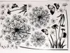 Sticker Floare Neagră, Folina, model păpădie şi fluturi - 130 cm înălţime