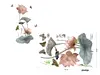 Sticker flori nufăr roz pal, Folina, decor floral cu fluturi şi păsări, 120 cm înălţime