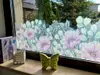 Sticker geam, Folina, bordură decorativă cu flori mov, 25x130 cm