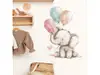 Sticker cameră bebe, Micul elefant cu baloane, decor perete şi mobilă, 60x40 cm
