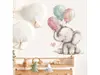 Sticker cameră bebe, Micul elefant cu baloane, decor perete şi mobilă, 60x40 cm